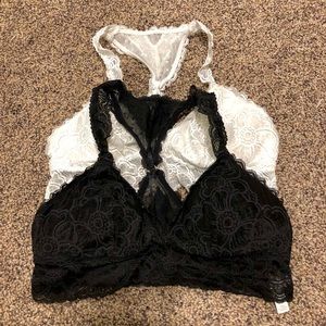 Aerie Bralette Bundle White and Black Size Small
